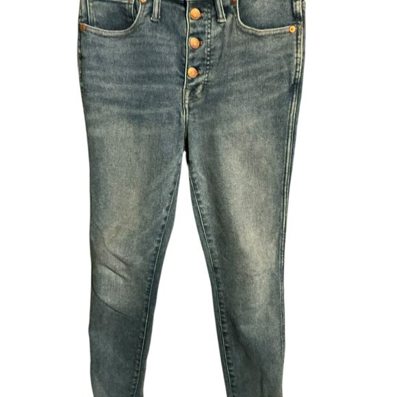 MADEWELL 10" High Rise Skinny Jeans Button Front Women's 27 Light Wash Raw Hem - Picture 1 of 3